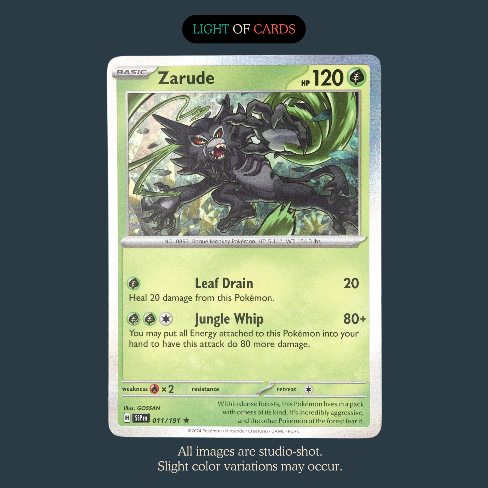 Pokmon TCG - Zarude - 011/191 - Holo - Rare - Surging Sparks Light of Cards Pokmon TCG - Zarude - 011/191 - Holo - Rare - Surging Sparks Light of Cards
