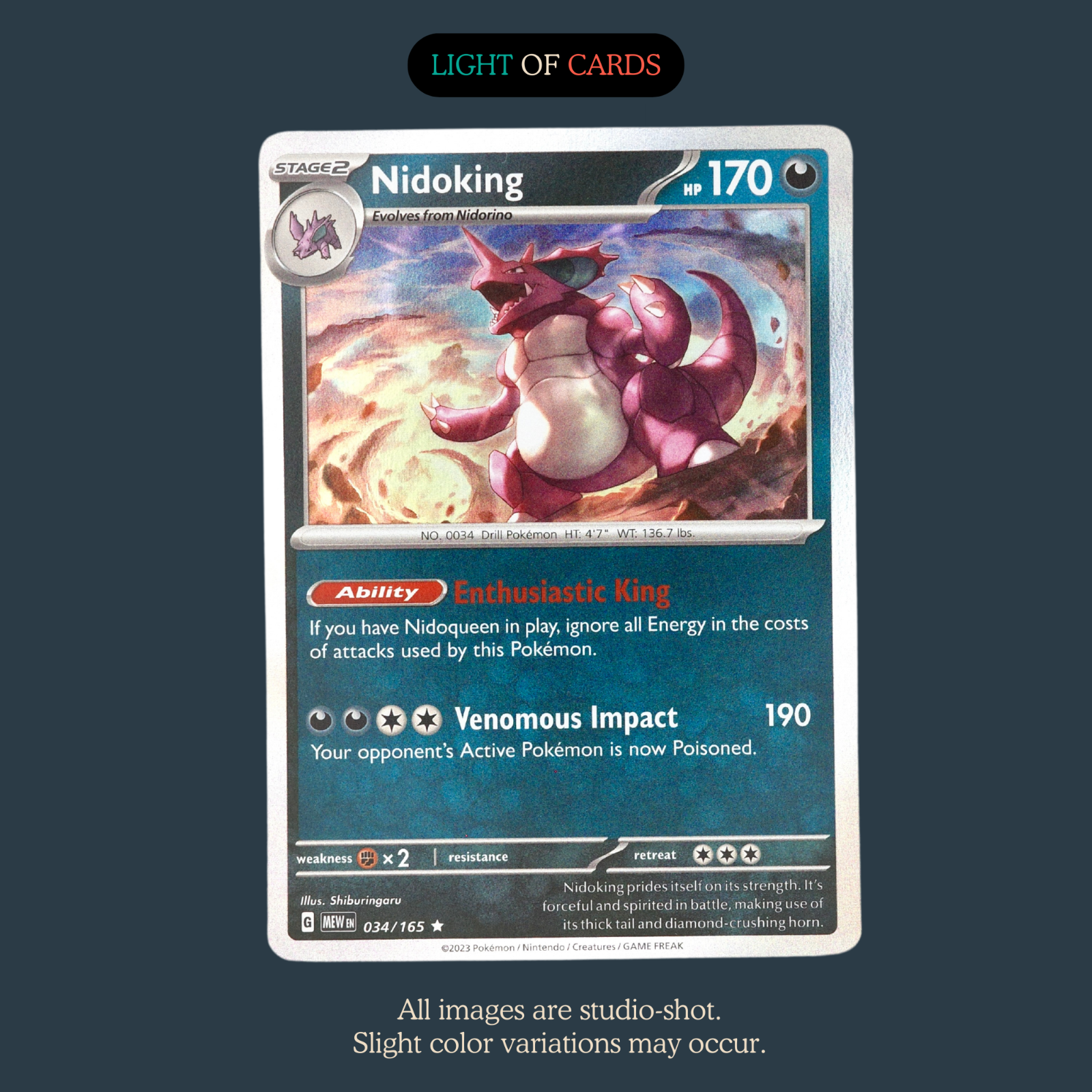 Pokmon TCG - Nidoking - 034/165 - Rare - Holo - SV151 Light of Cards Pokmon TCG - Nidoking - 034/165 - Rare - Holo - SV151 Light of Cards