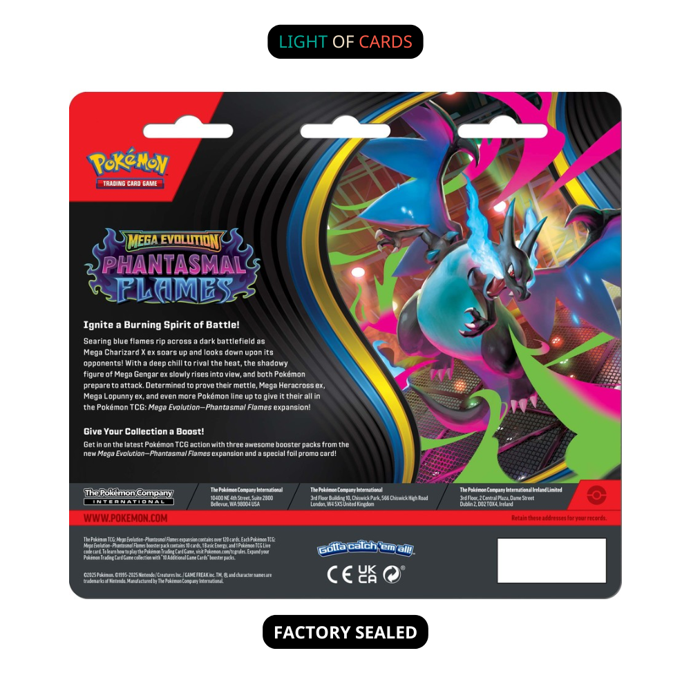 Pokémon TCG - Mega Evolution Phantasmal Flames Three-Booster Blister