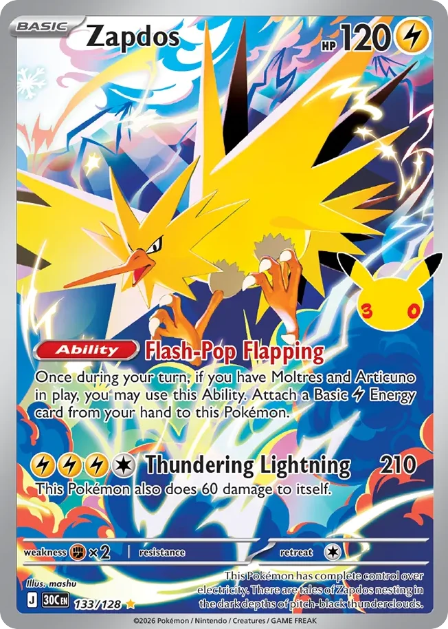 Pokémon TCG - Zapdos - 133/128 - 30th Celebration
