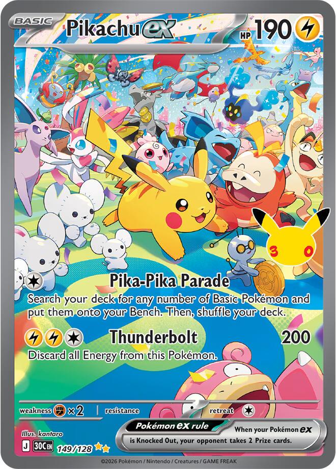 Pokémon TCG - Pikachu ex - 149/128 - 30th Celebration