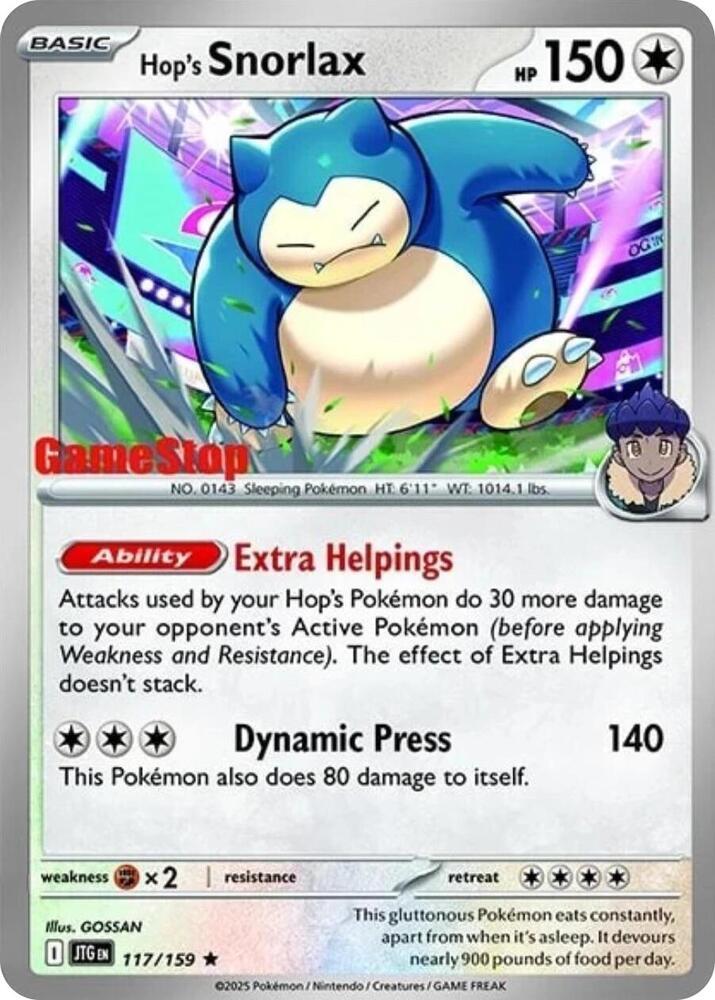 [Sealed] Pokémon TCG - Hop's Snorlax - 117/159 - GameStop - Journey Together