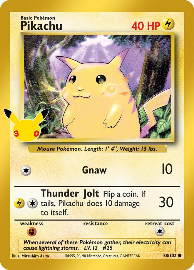 Pokémon TCG - Pikachu - 58/102- 30th Celebration