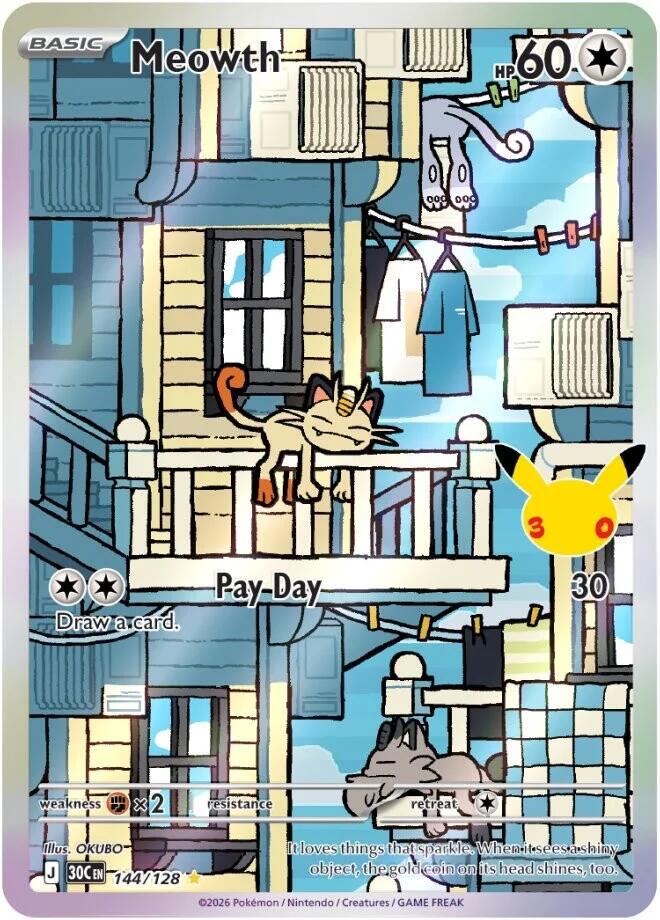 Pokémon TCG - Meowth - 144/128 - 30th Celebration