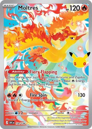 Pokémon TCG - Moltres - 130/128 - 30th Celebration