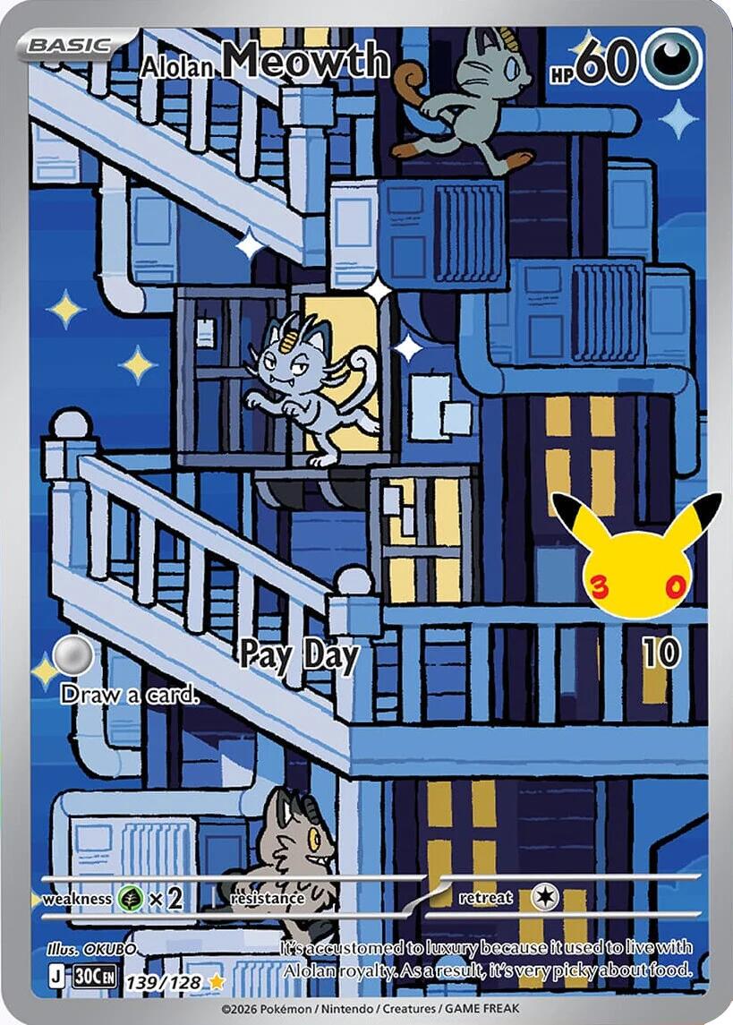 Pokémon TCG - Alolan Meowth - 139/128 - 30th Celebration