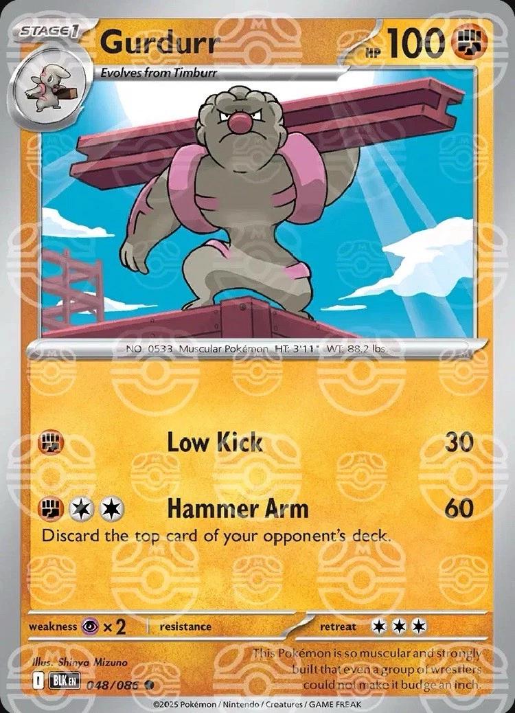 Pokémon TCG -  Gurdurr - 048/086 - Master Ball - Black Bolt