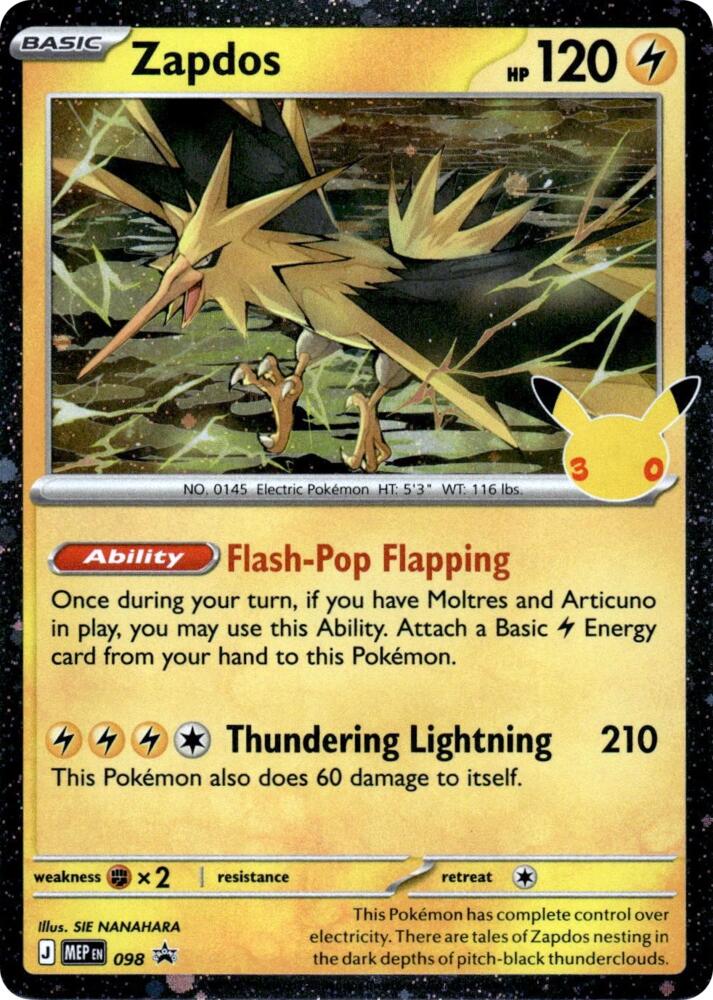 Pokémon TCG - Zapdos - 098 Promo - 30th Celebration