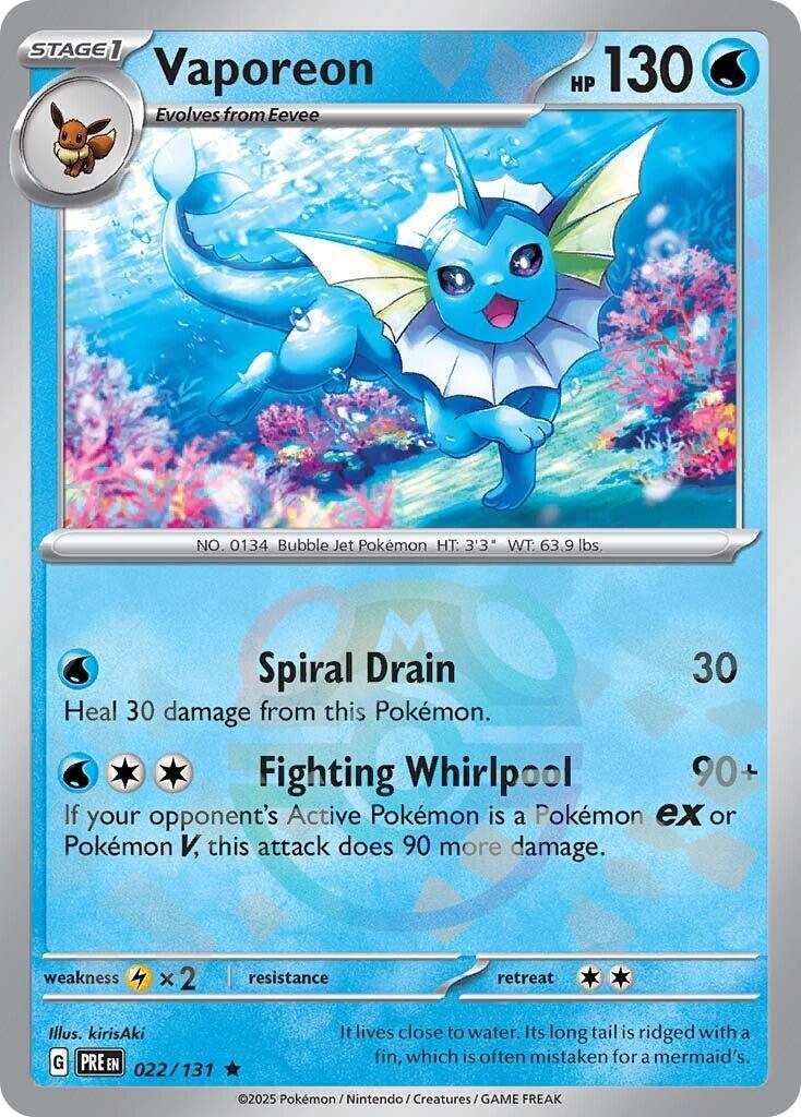 Pokémon TCG - Vaporeon - 022/131 - Master Ball - Prismatic Evolutions