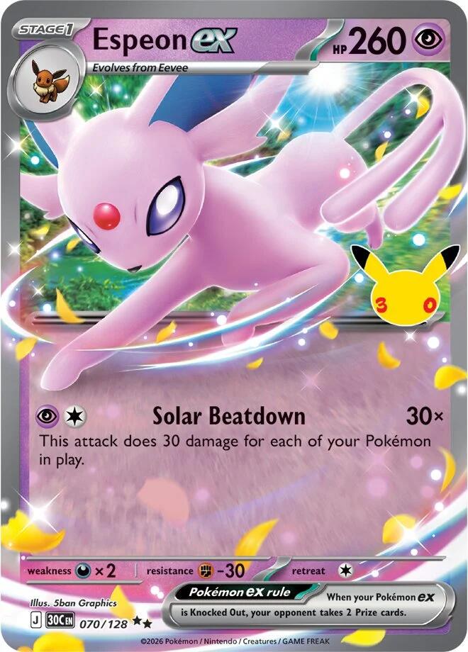 Pokémon TCG - Espeon ex - 070/128 - 30th Celebration