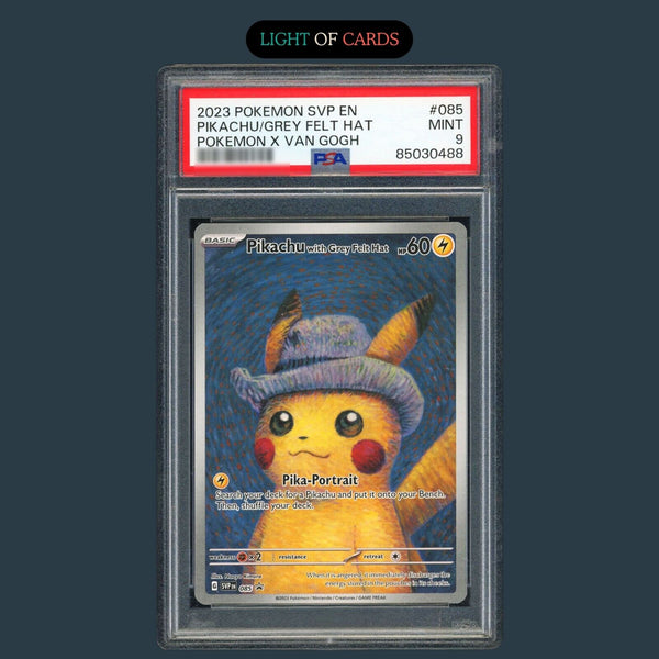 PSA 9] - 2023 Pikachu x Van Gogh Grey Felt Hat - SVP - Pokémon TCG