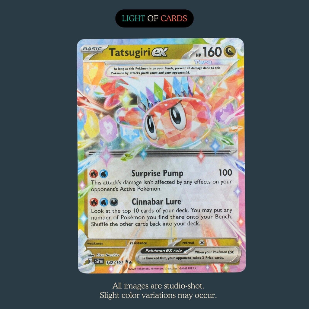 Pokmon TCG - Tatsugiri ex - 142/191 - Double Rare - Surging Sparks Light of Cards Pokmon TCG - Tatsugiri ex - 142/191 - Double Rare - Surging Sparks Light of Cards