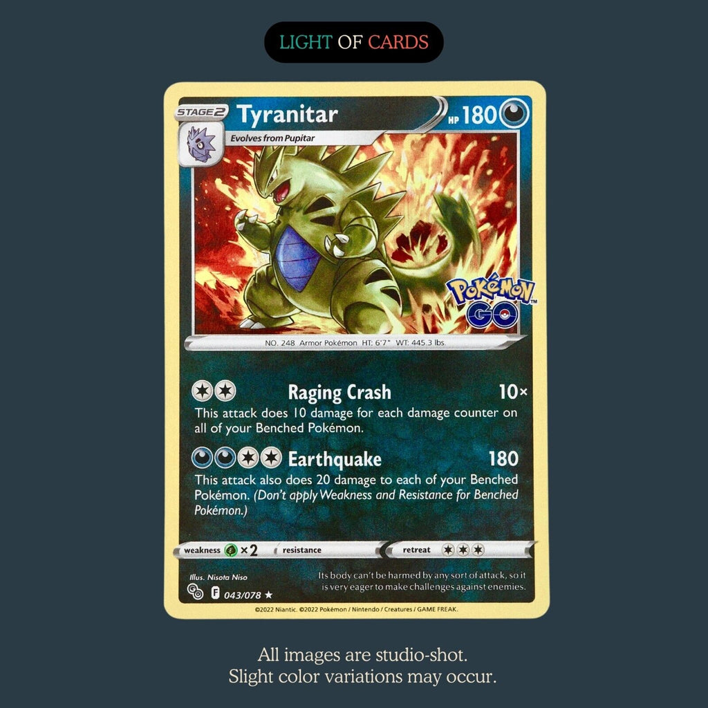 Pokmon TCG - Tyranitar - 043/078 - Reverse Holo - Rare - Pokemon Go Light of Cards Pokmon TCG - Tyranitar - 043/078 - Reverse Holo - Rare - Pokemon Go Light of Cards