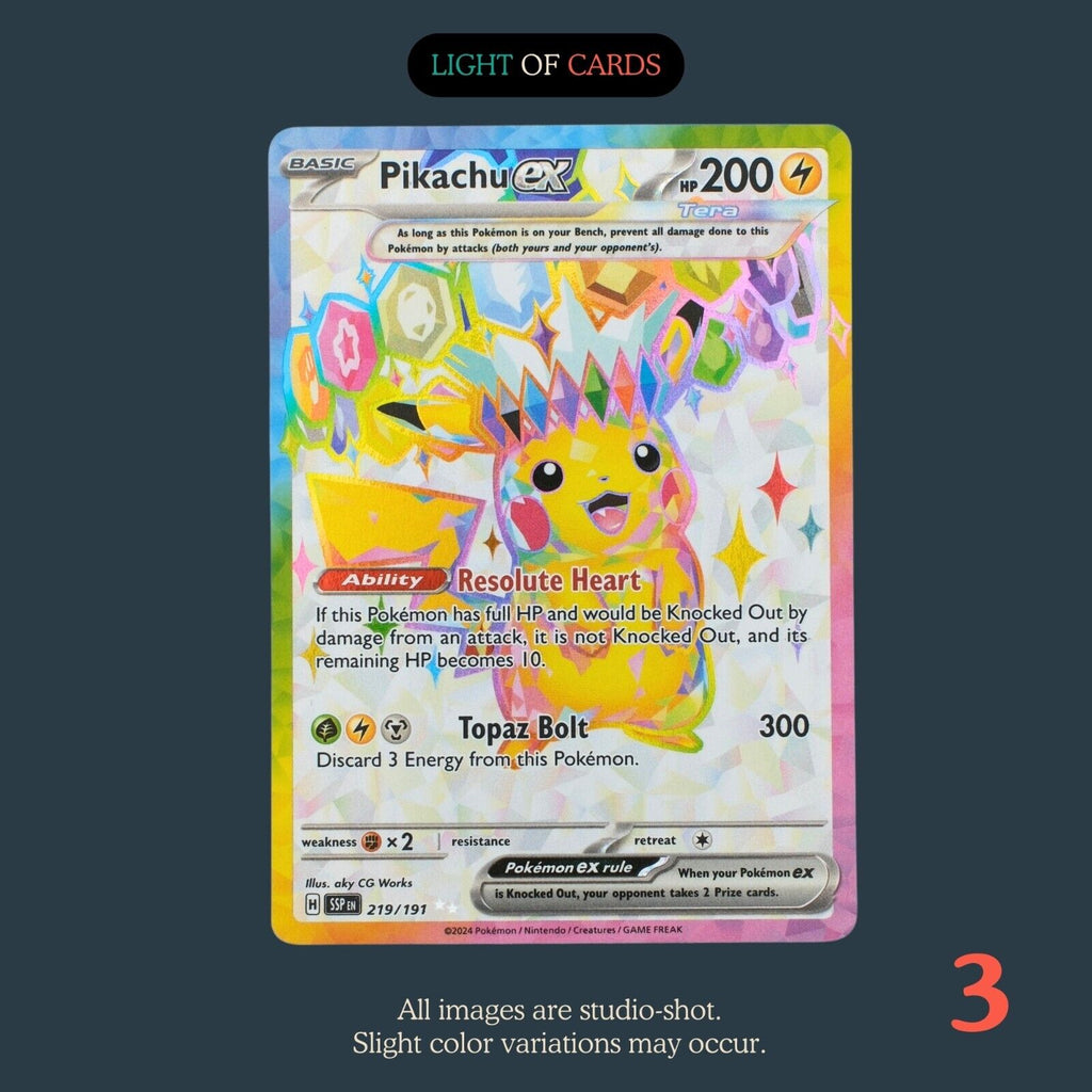 Pokmon TCG - Pikachu ex - 219/191- Ultra Rare- Surging Sparks - Full Light of Cards Pokmon TCG - Pikachu ex - 219/191- Ultra Rare- Surging Sparks - Full Light of Cards