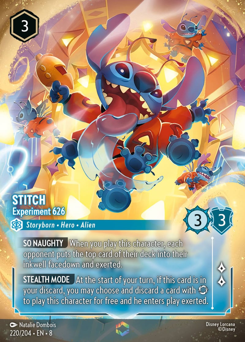 Stitch — Experiment 626 · Enchanted 220/204 — official card illustration